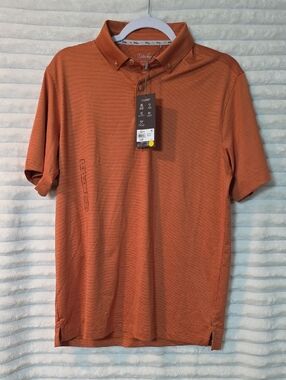 0232 Walter Hagen Men's Button-Down Polo - Burnt Orange; Small